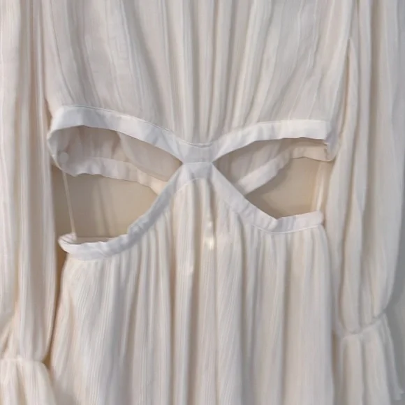 ZARA Cream Crinkly Midriff Cut Out Midi Dress M NWT - Picture 10 of 16